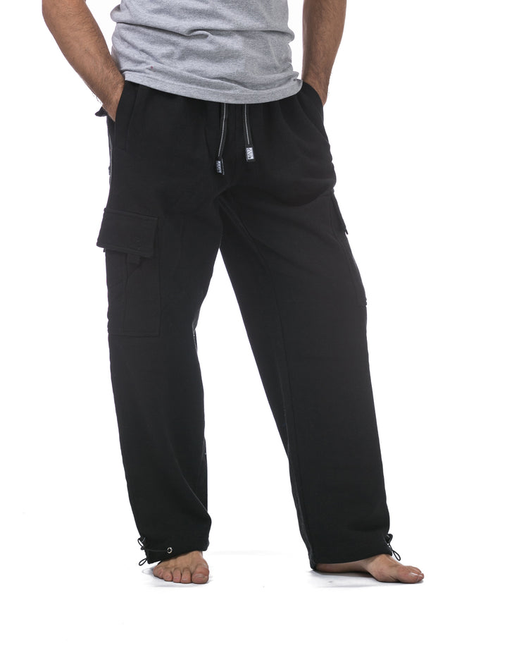 Pro Club Men's Heavyweight Fleece Cargo Pants Black