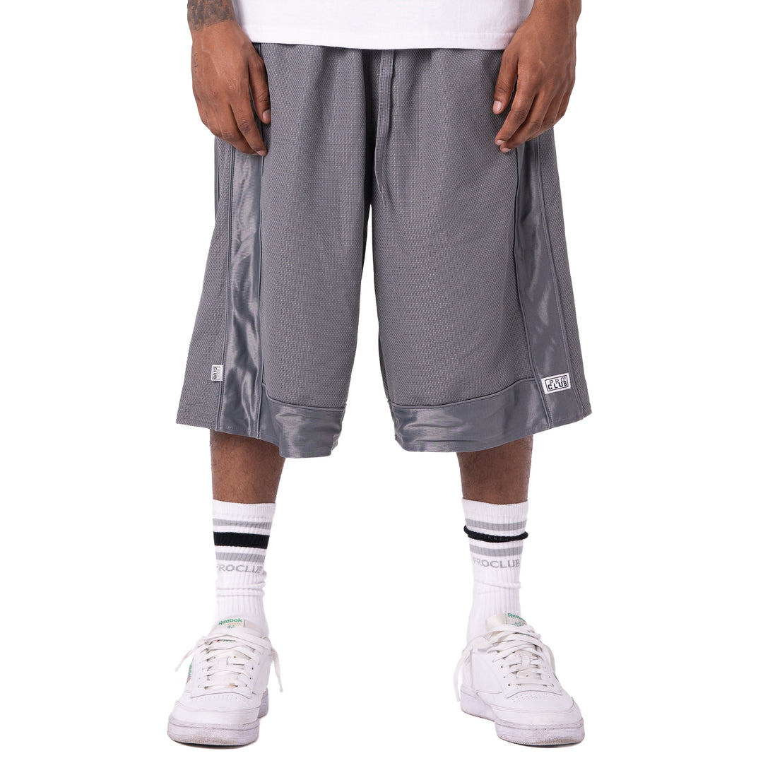 Pro Club Men's Heavyweight Mesh Basketball Shorts Gray