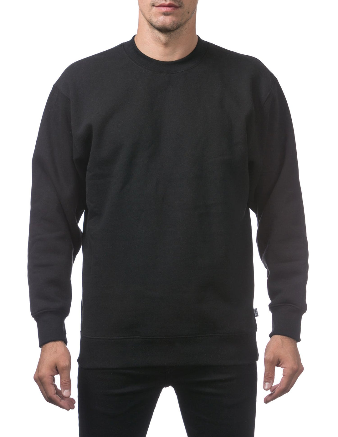 Pro Club Men's Plain Blank Crew Neck Fleece Pullover Sweater (9oz) Black