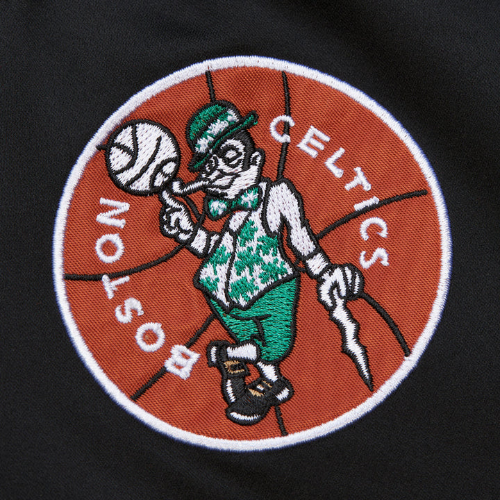 Boston Celtics Mitchell & Ness Men's Black Hardwood Classics Wordmark Lightweight Satin Raglan Jacket