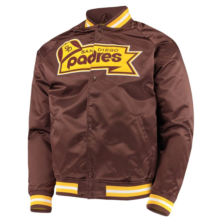San Diego Padres Mitchell & Ness Lightweight Satin Full-Snap Jacket - Brown