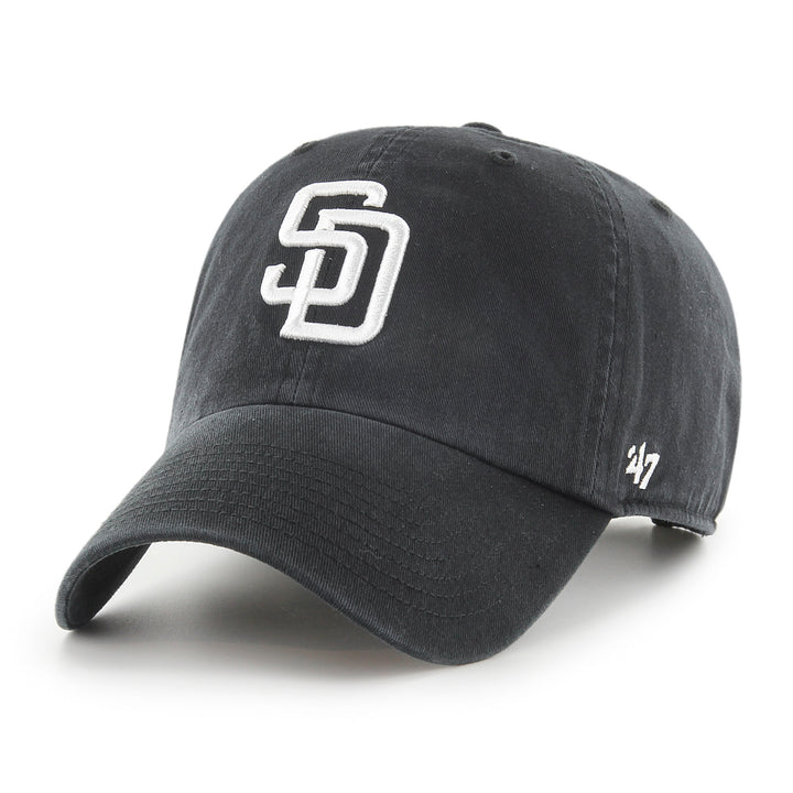 San Diego Padres 47 Brand Black on Black Logo Clean Up Adjustable Hat