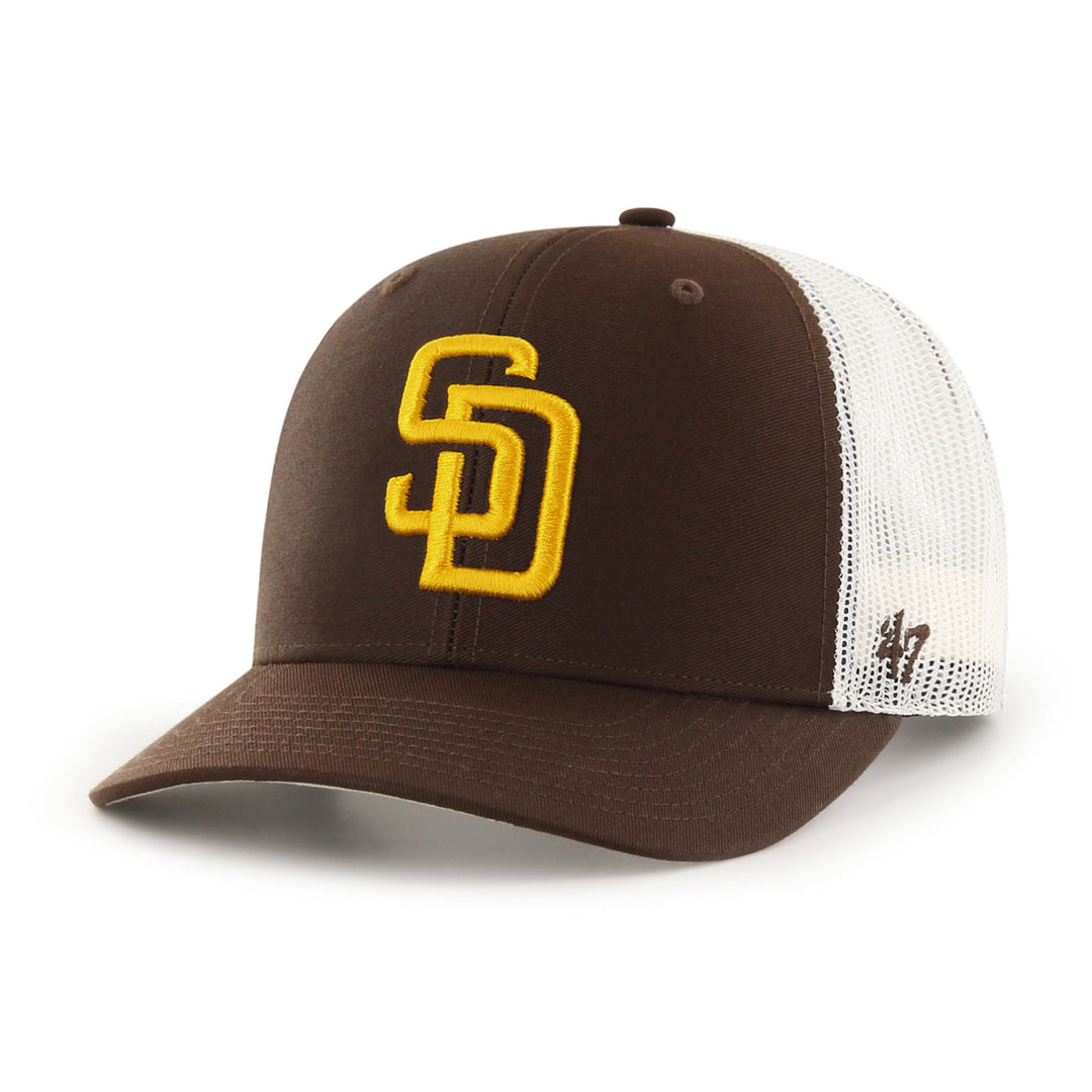 San Diego Padres 47 Brand Brown/White Primary Logo Trucker Snapback Hat