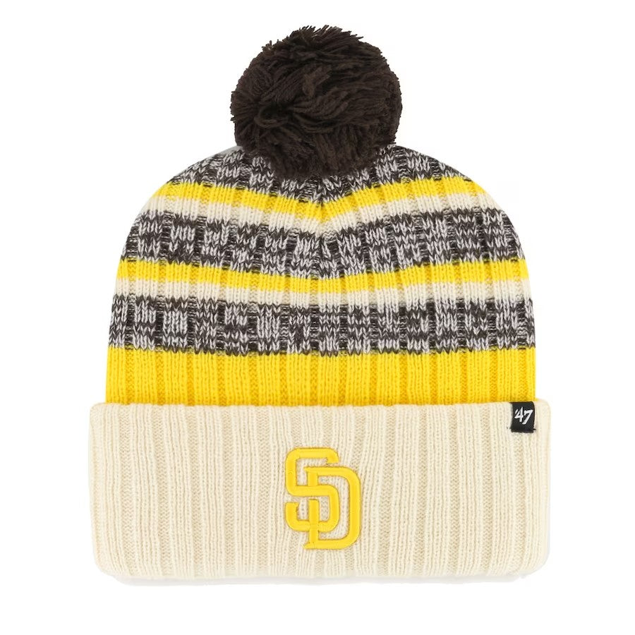 San Diego Padres 47 Brand Tavern Cuffed Knit Hat with Pom - Natural