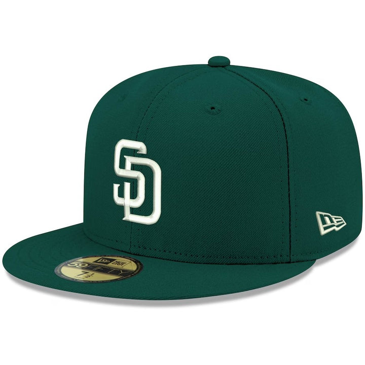 San Diego Padres New Era Green White Logo 59FIFTY Fitted Hat