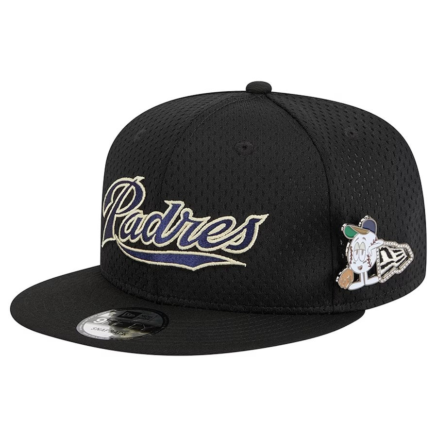 San Diego Padres New Era Post Up Pin 9FIFTY Snapback Hat - Black