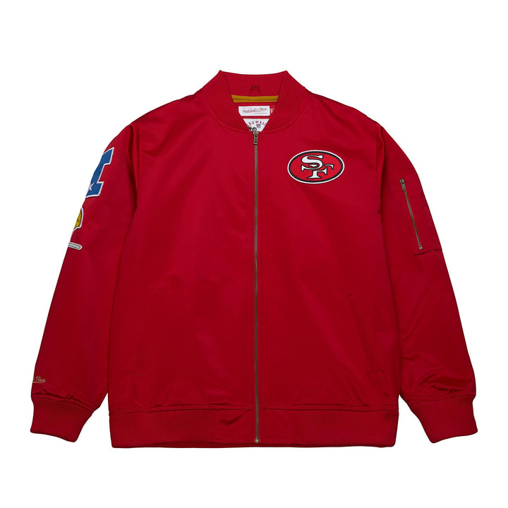 San Francisco 49ers Mitchell & Ness Lightweight Satin Bomber Vintage Logo