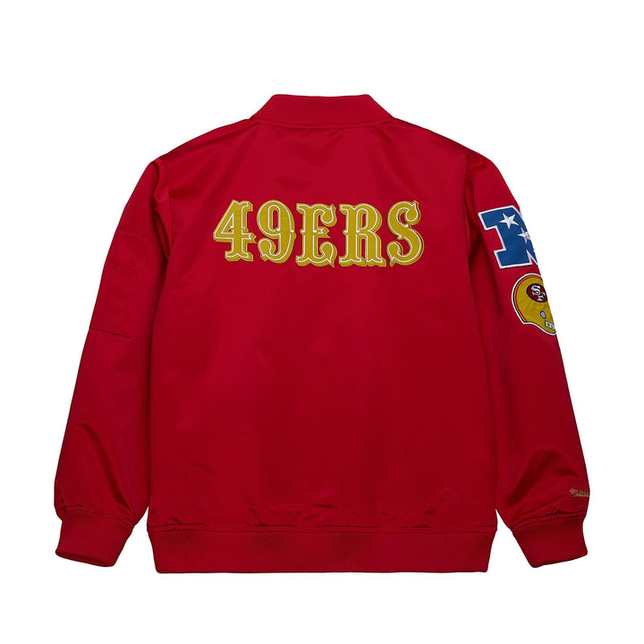 San Francisco 49ers Mitchell & Ness Lightweight Satin Bomber Vintage Logo