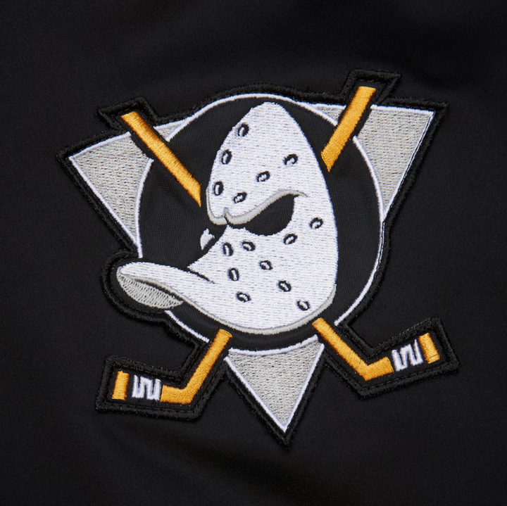 Anaheim Ducks Mitchell & Ness Satin Bomber Vintage Full-Zip Jacket Men's Black