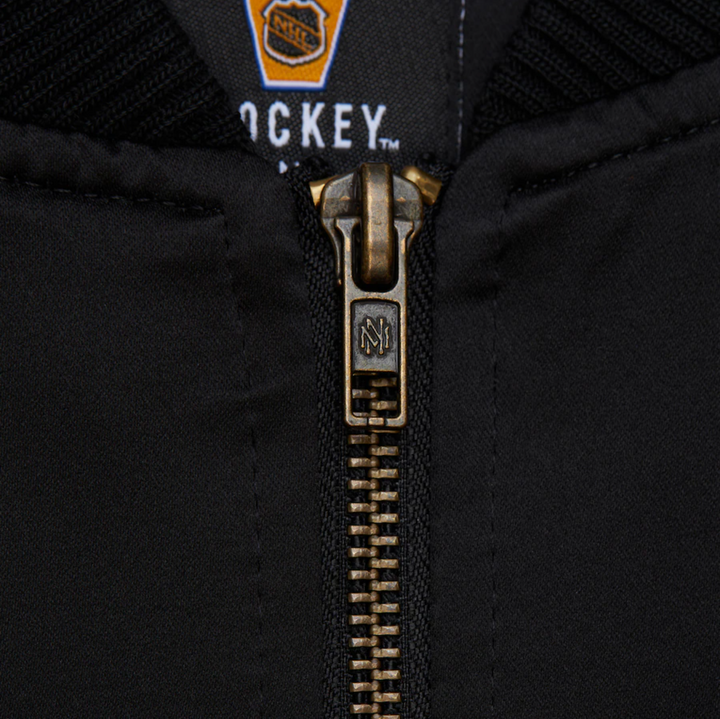 Anaheim Ducks Mitchell & Ness Satin Bomber Vintage Full-Zip Jacket Men's Black