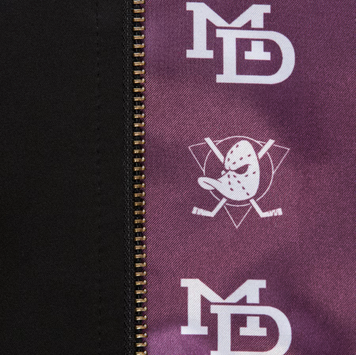 Anaheim Ducks Mitchell & Ness Satin Bomber Vintage Full-Zip Jacket Men's Black