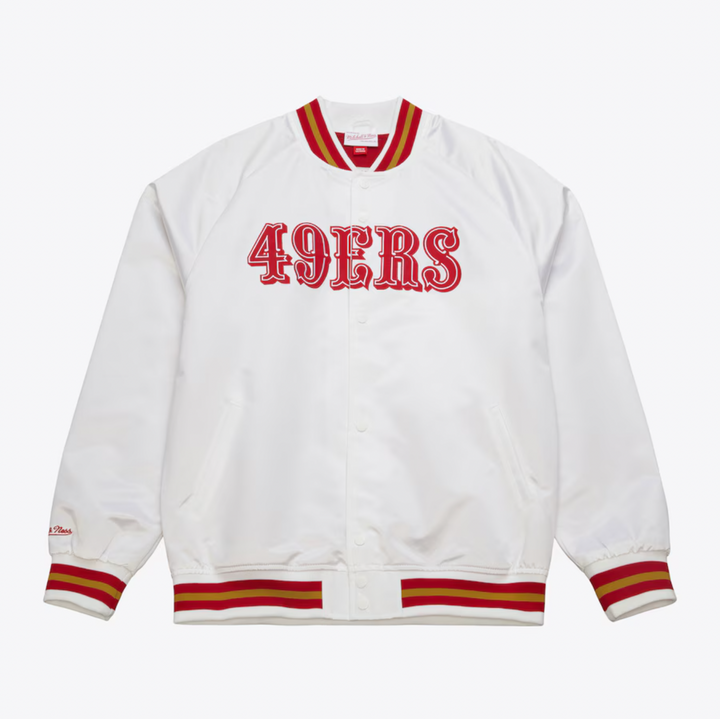 Men's White San Francisco 49ers Mitchell & Ness Lightweight Satin Raglan Full-Snap Jacket