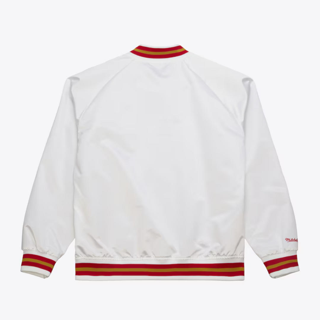 Men's White San Francisco 49ers Mitchell & Ness Lightweight Satin Raglan Full-Snap Jacket