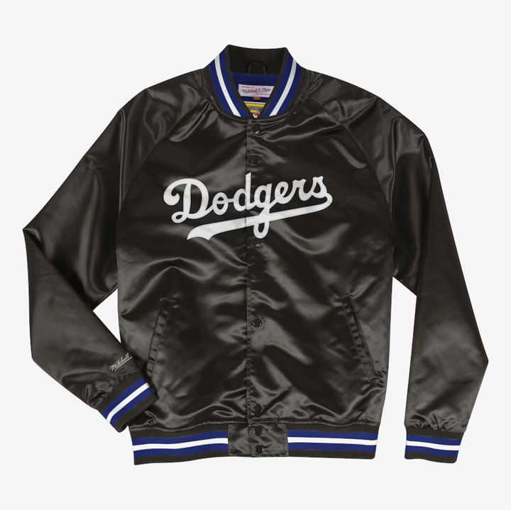 Men's Black Los Angeles Dodgers Mitchell & Ness Cooperstown Collection Lightweight Satin Full-Snap Jacket