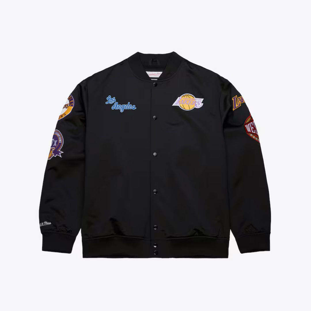 Men's Los Angeles Lakers Mitchell & Ness Black Out Collection Full-Snap Varsity Jacket