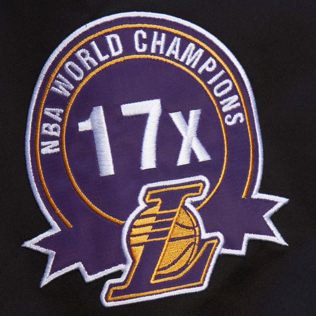 Men's Los Angeles Lakers Mitchell & Ness Black Out Collection Full-Snap Varsity Jacket