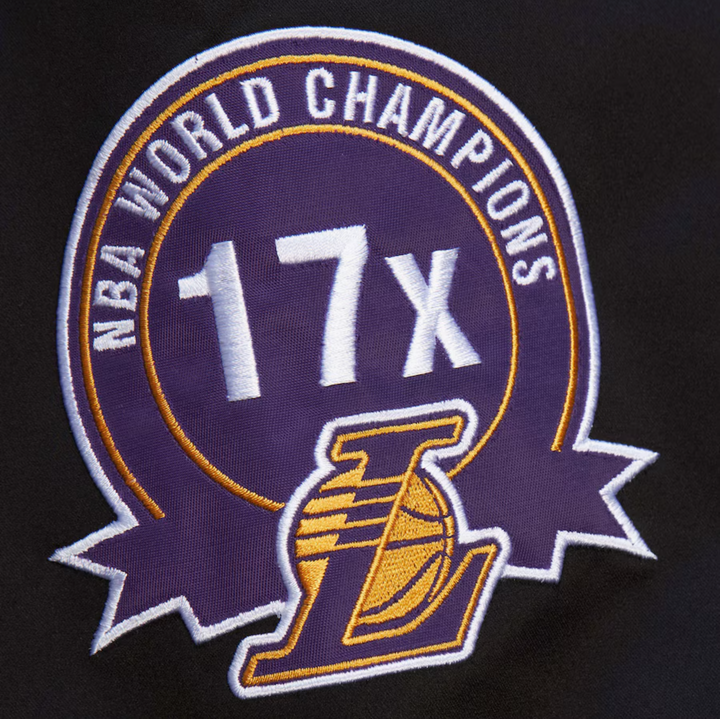Men's Los Angeles Lakers Mitchell & Ness Black Out Collection Full-Snap Varsity Jacket