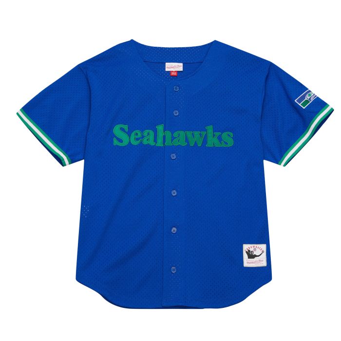 Seattle Seahawks Mitchell & Ness Royal Jersey On The Clock Mesh Button Front
