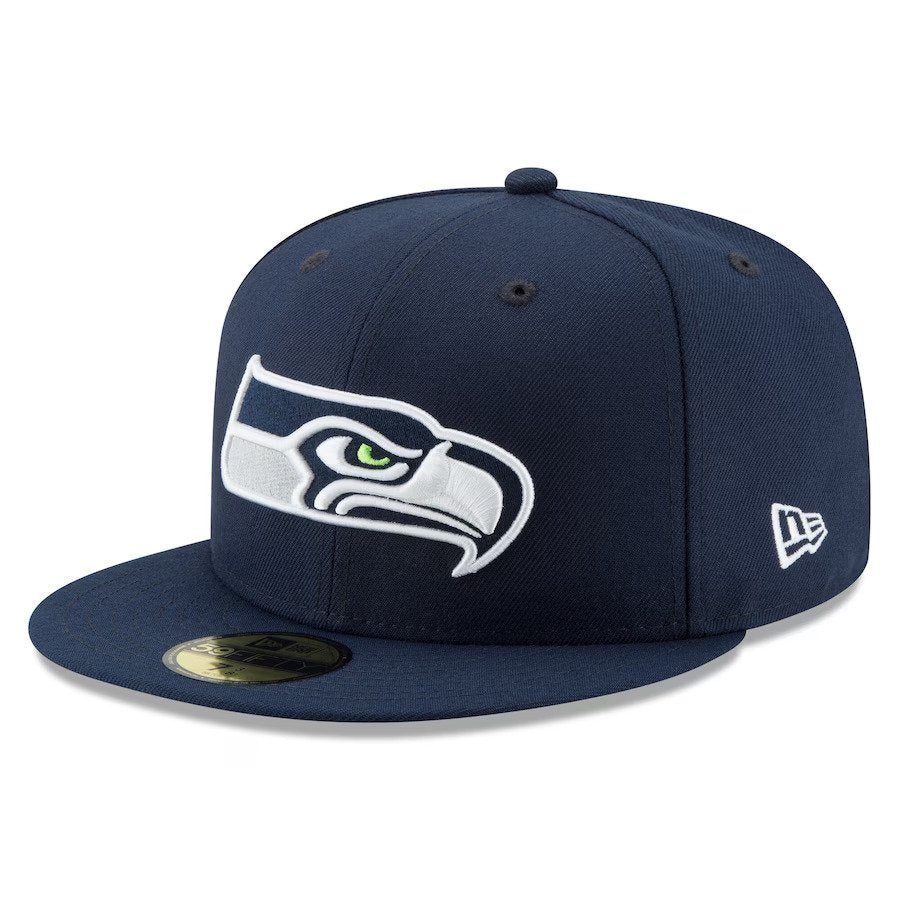 Seattle Seahawks New Era College Navy Omaha 59FIFTY Fitted Hat