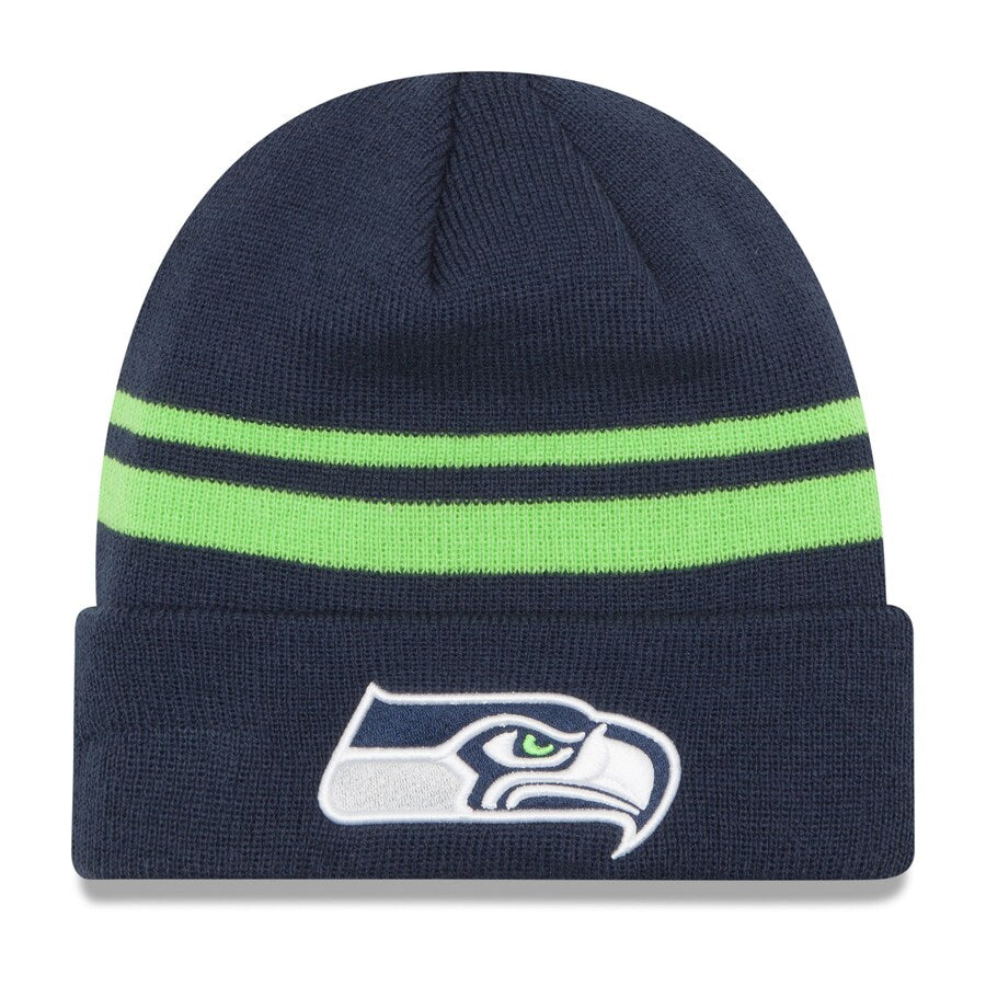 Seattle Seahawks New Era College Navy Team Logo Cuffed Knit Hat