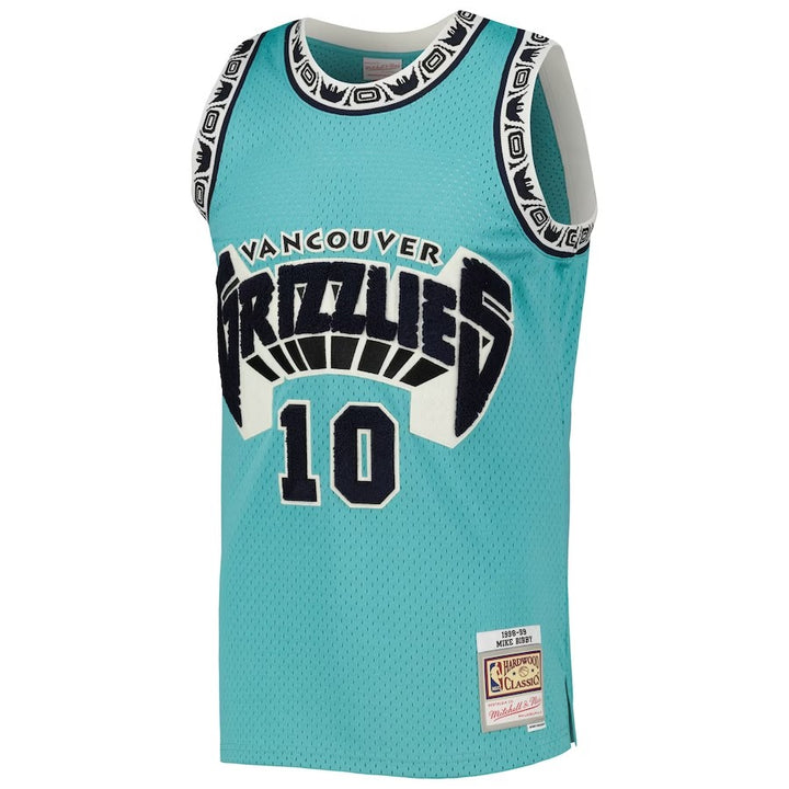 Vancouver Grizzlies Mitchell & Ness Mike Bibby #10 Teal Hardwood Classics Off-Court Swingman Jersey