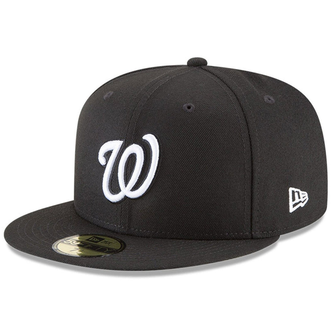 Washington Nationals New Era Black White 59FIFTY Fitted Hat