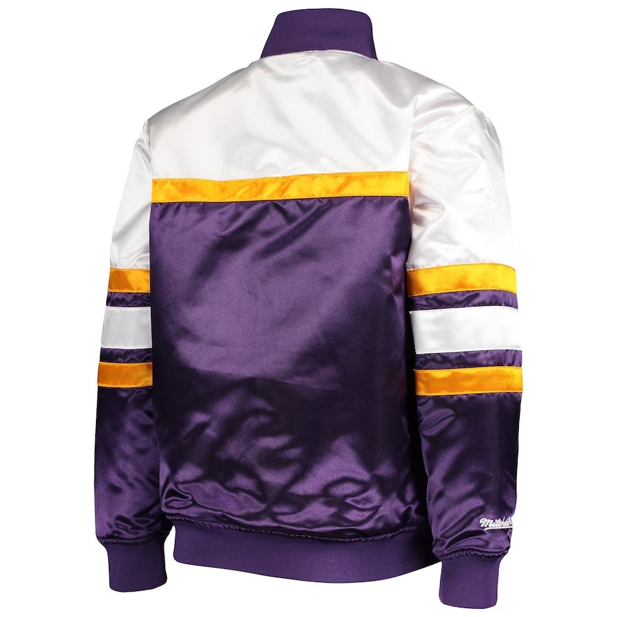 Youth Los Angeles Lakers Mitchell & Ness Purple Hardwood Classics Satin Full-Snap Jacket