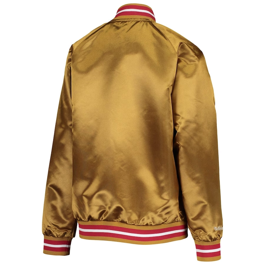 Youth San Francisco 49ers Mitchell & Ness Gold Lightweight Satin Raglan Full-Snap Jacket