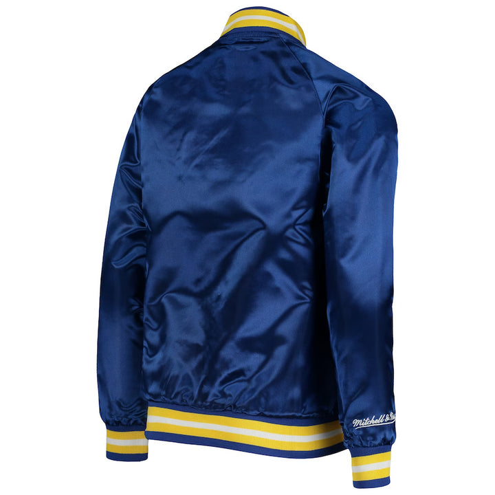 Youth Golden State Warriors Mitchell & Ness Royal Hardwood Classics Satin Full-Snap Jacket