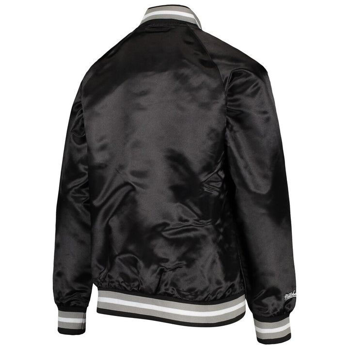 Youth Las Vegas Raiders Mitchell & Ness Black Lightweight Satin Full-Snap Jacket