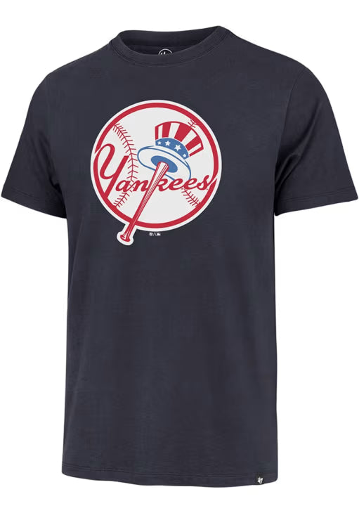 New York Yankees 47 Brand Navy Blue Imprint Franklin Primary Logo Short Sleeve T Shirt