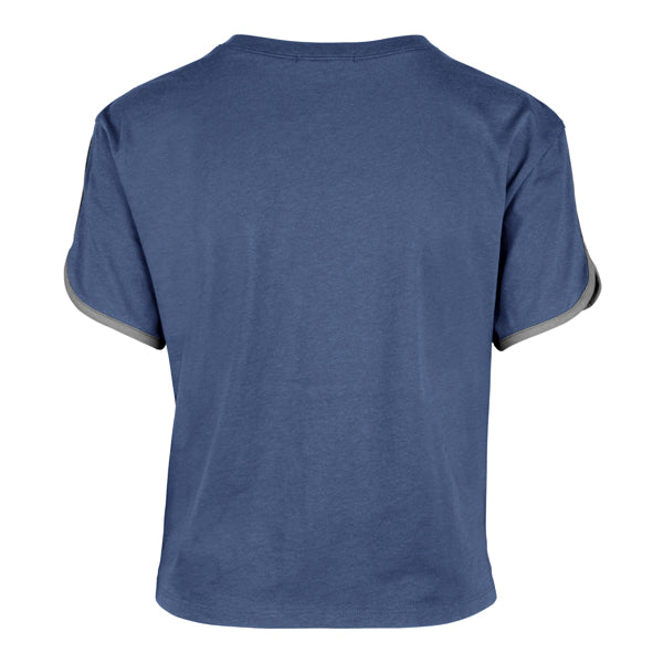 Los Angeles Dodgers 47 Brand Cadet Blue Prmr Wrdmrk Dolphin Hem Crop W Cadet Blue