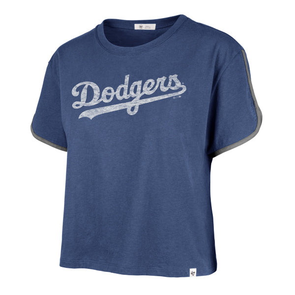 Los Angeles Dodgers 47 Brand Cadet Blue Prmr Wrdmrk Dolphin Hem Crop W Cadet Blue