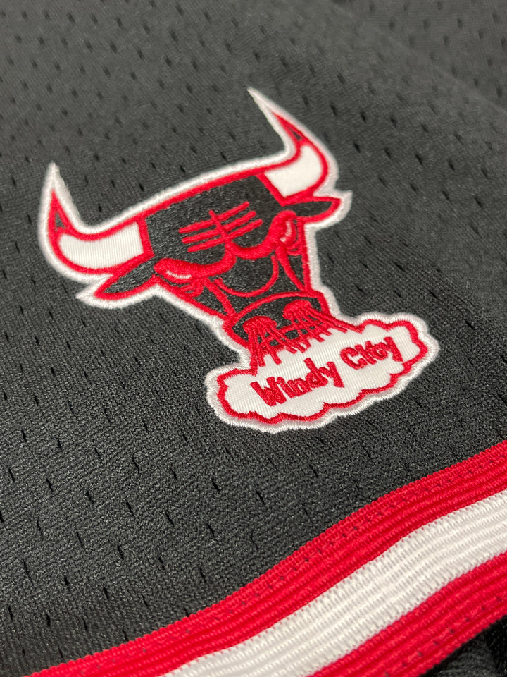 Chicago Bulls Mitchell & Ness Black Jersey On The Clock Mesh Button Front