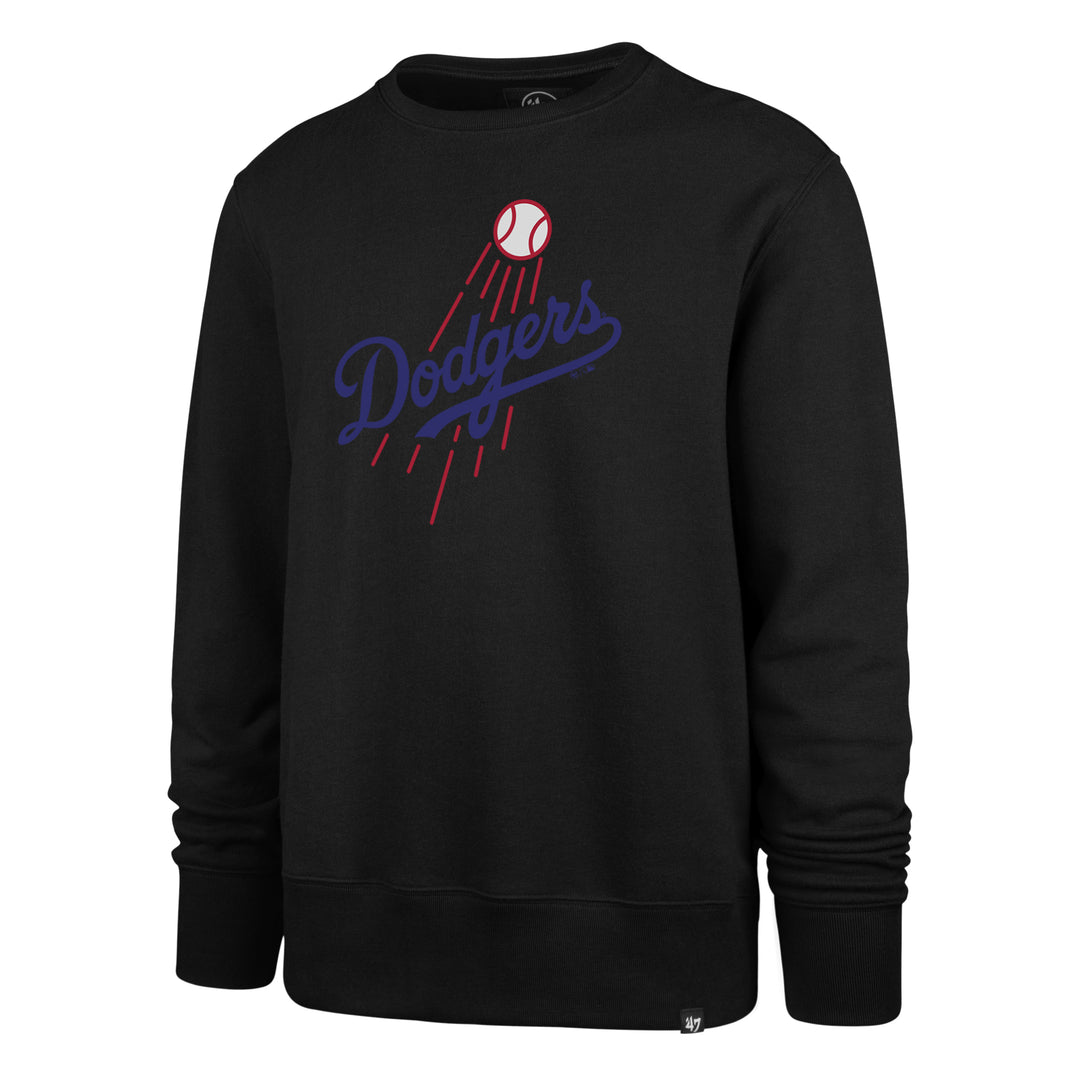 Los Angeles Dodgers 47 Brand Jet Black Imprint Headline Crew Mens Jet Black
