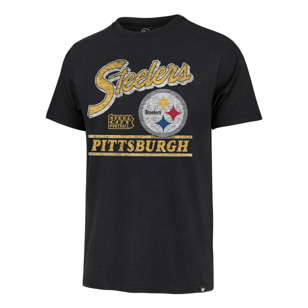 Pittsburgh Steelers 47 Brand Flint Black Fly By Franklin Tee Men Flint Black