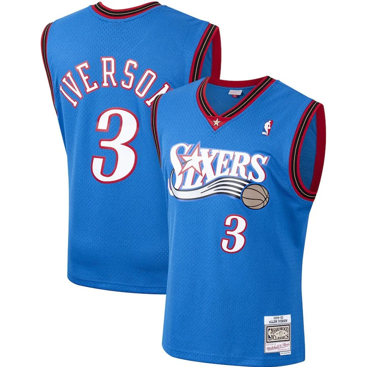 Mitchell & Ness Men's Allen Iverson Royal Philadelphia 76ers 1999/00 Hardwood Classics Swingman Player Jersey