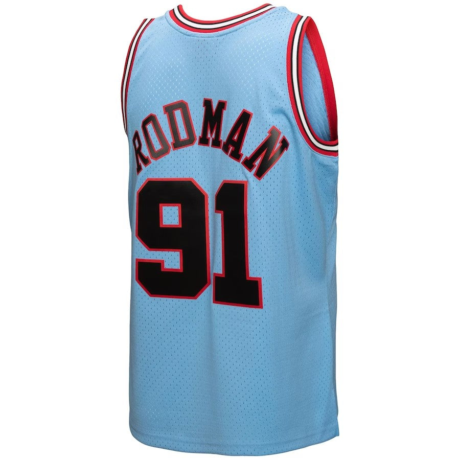 Chicago Bulls Mitchell & Ness Dennis Rodman #91 Light Blue 1997-98