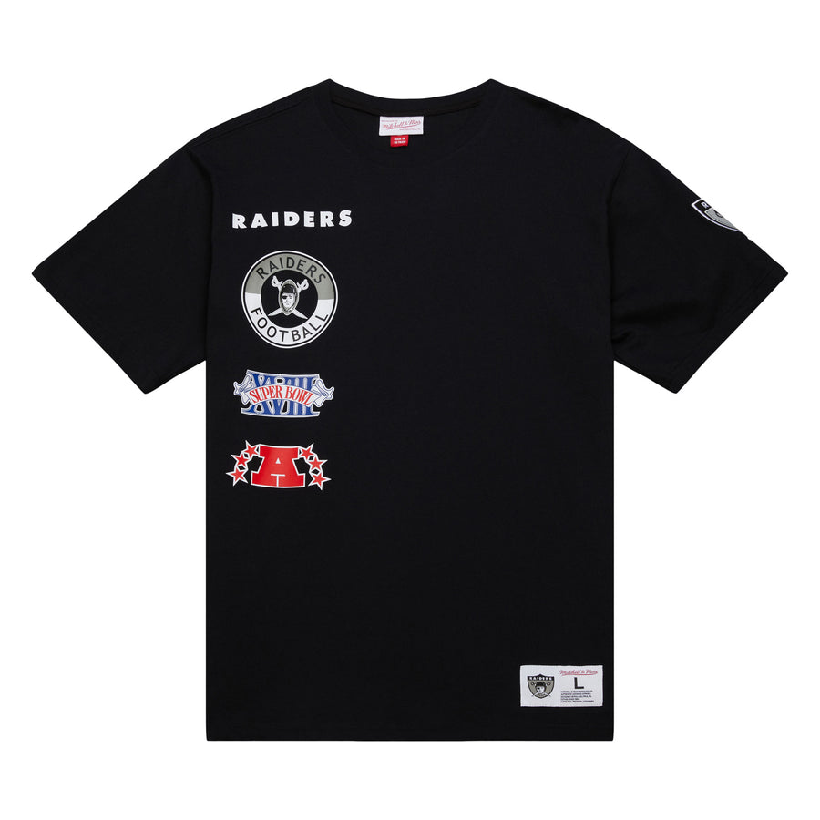 Las Vegas Raiders Mitchell & Ness NFL Black Out Collection Ss Premium Tee Vintage Logo Raiders — product image 1