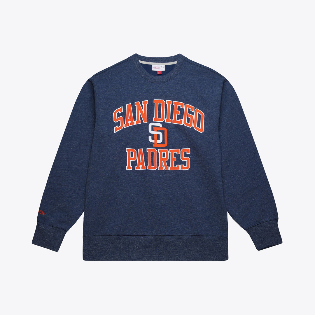 San Diego Padres Mitchell & Ness MLB Playoff Win Fleece Crew Vintage Logo Padres