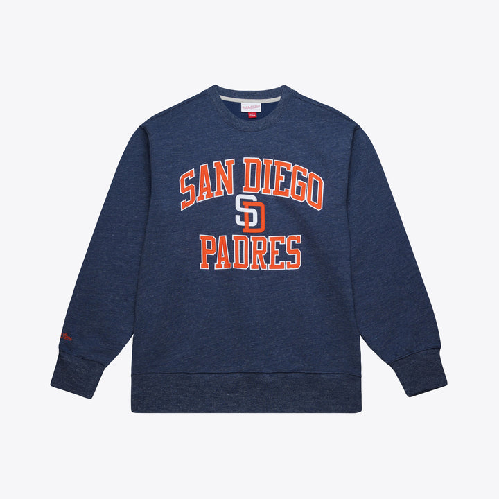 San Diego Padres Mitchell & Ness MLB Playoff Win Fleece Crew Vintage Logo Padres