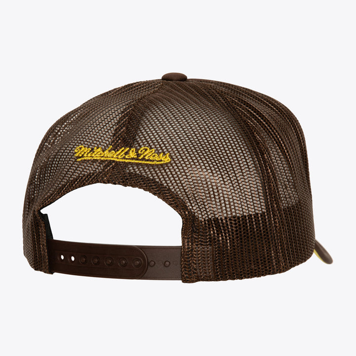 San Diego Padres Mitchell & Ness Evergreen Trucker Friar Snapback - Brown