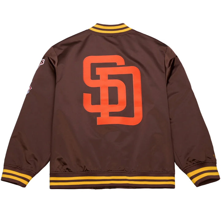 San Diego Padres Mitchell & Ness Double Clutch Lightweight Satin Jacket- Brown