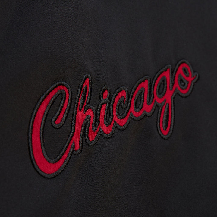 Chicago Bulls Mitchell & Ness Hardwood Classics Blackout Collection Satin Full-Zip Jacket - Black