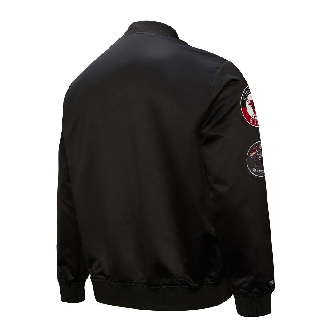 Chicago Bulls Mitchell & Ness Hardwood Classics Blackout Collection Satin Full-Zip Jacket - Black