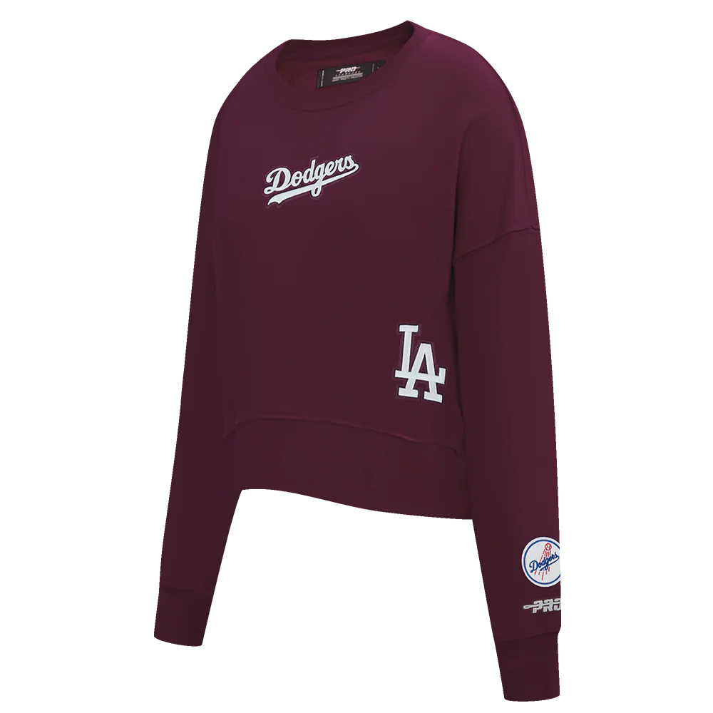 Womens Los Angeles Dodgers Pro Standard Wingspan Fleece Crewneck - Wine