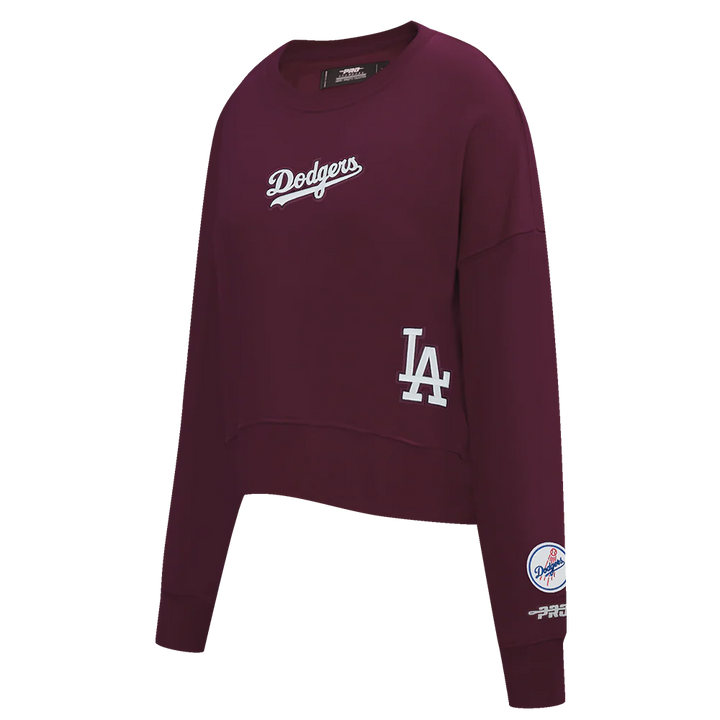 Womens Los Angeles Dodgers Pro Standard Wingspan Fleece Crewneck - Wine