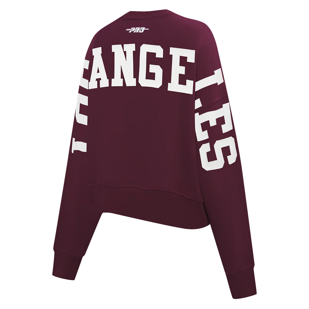 Womens Los Angeles Dodgers Pro Standard Wingspan Fleece Crewneck - Wine