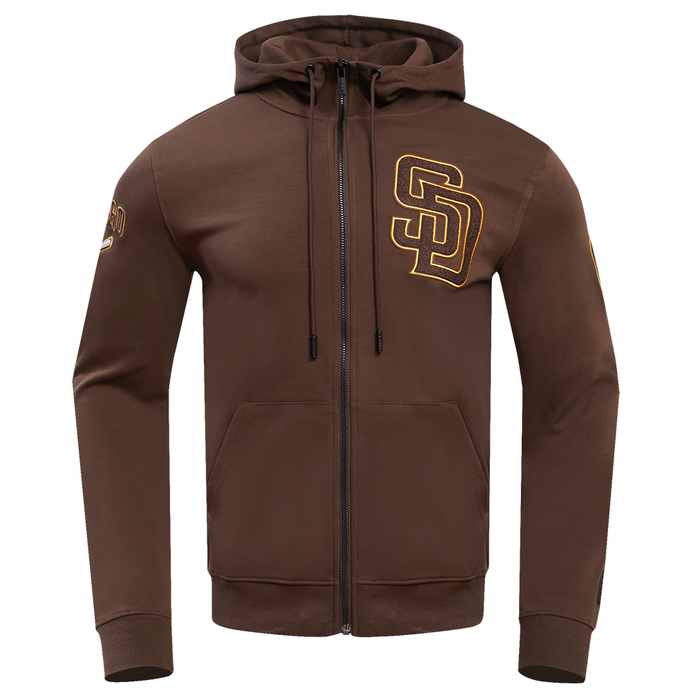 San Diego Padres Pro Standard Classic Chenille Dk Fz Po Hoodie Brown