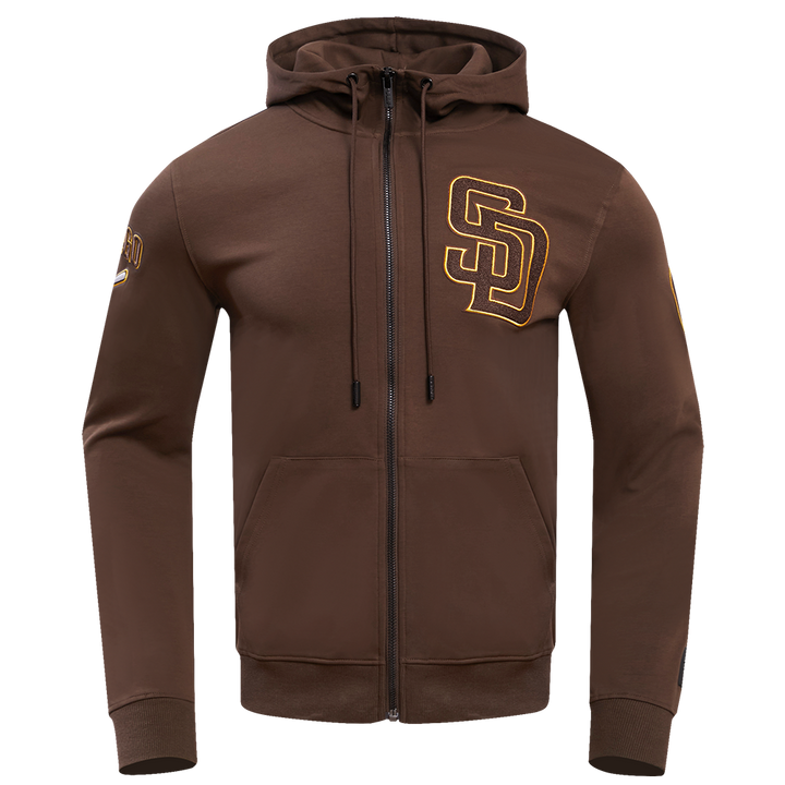 San Diego Padres Pro Standard Classic Chenille Dk Fz Po Hoodie Brown
